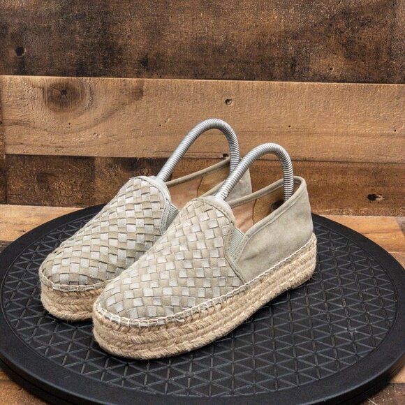 SAM EDELMAN CATHERINE PLATFORM FLATS LIGHT GREEN SUEDE CASUAL SLIP ON SIZE 6.5M - Picture 1 of 9